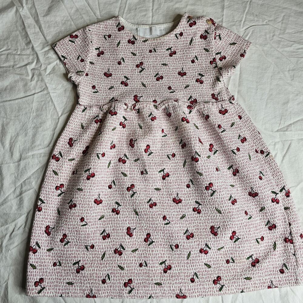 Zara Baby Girl Cherry Short Sleeve Dress 3-4 Years
